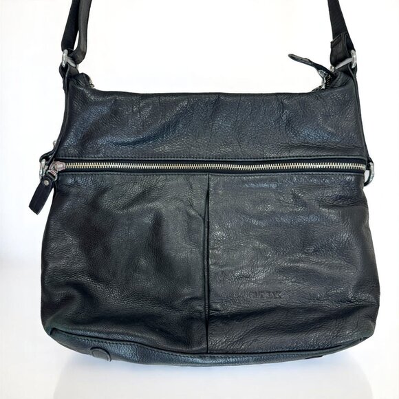 Rudsak Black Leather Shoulder Bag – Women's Medium Crossbody Satchel with Zip De - Picture 6 of 13